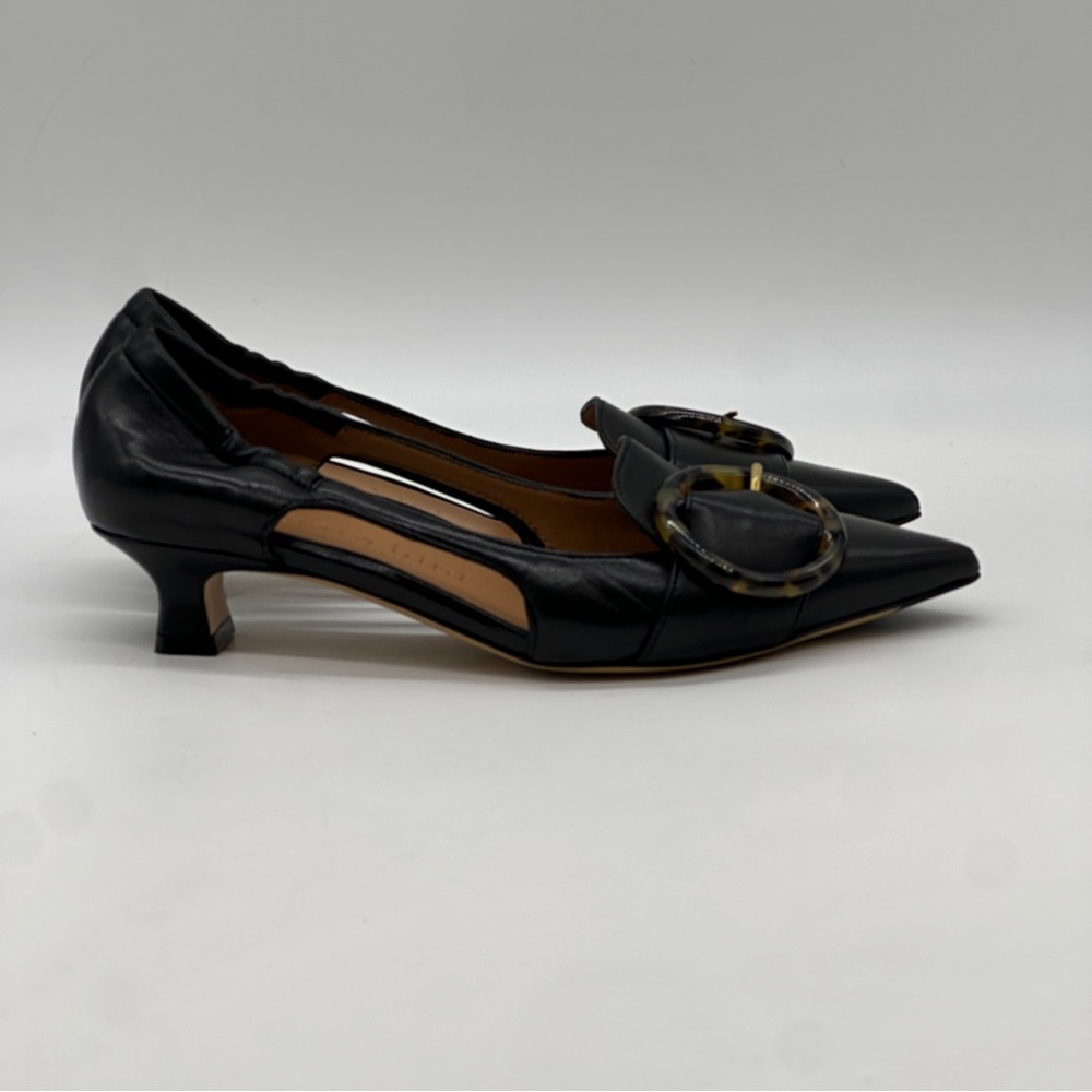 Mara Bini Black Kitten Heel Pumps with Buckle. Size 6